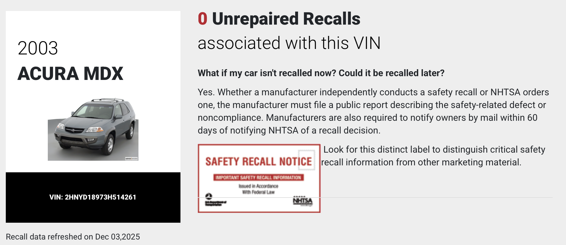 
								2003 Acura MDX – Fully Loaded – 1 Owner – Clean Title – No Accidents – AWD full									